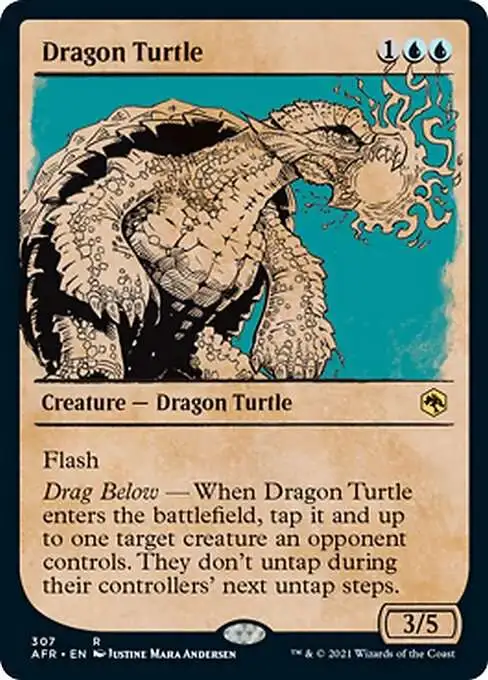 MtG Trading Card Game Adventures in the Forgotten Realms Rare Dragon Turtle #307 [Showcase FOIL]