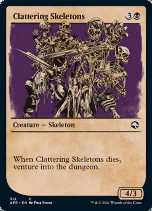 MtG Trading Card Game Adventures in the Forgotten Realms Common Clattering Skeletons #312 [Showcase]