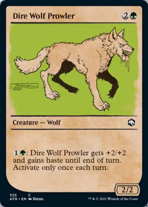 Magic The Gathering Trading Card Game Adventures in the Forgotten Realms Single Card Common Dire Wolf Prowler 325 Showcase FOIL - ToyWiz Magic The Gathering Trading Card Game Adventures in the Forgotten Realms Single Card Common Dire Wolf Prowler 325 Showcase FOIL - ToyWiz