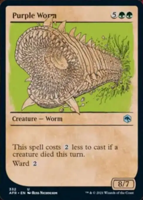 MtG Trading Card Game Adventures in the Forgotten Realms Uncommon Purple Worm #332 [Showcase FOIL]