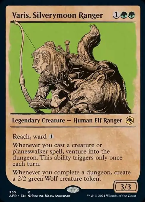 MtG Trading Card Game Adventures in the Forgotten Realms Rare Varis, Silverymoon Ranger #335 [Showcase]