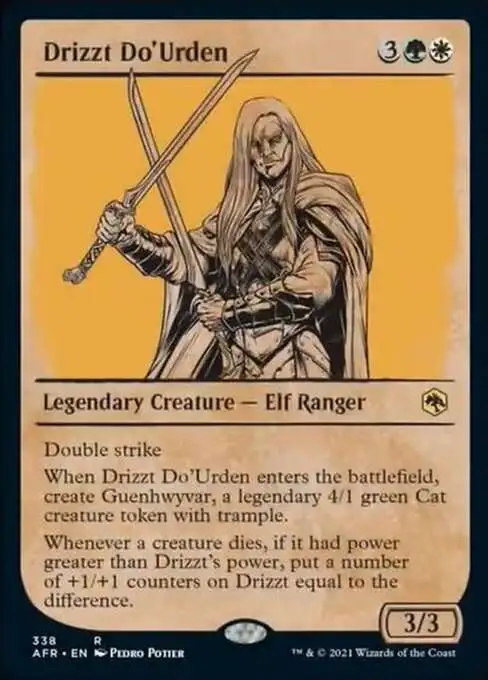 MtG Trading Card Game Adventures in the Forgotten Realms Rare Drizzt  Do'Urden #338 [Showcase]
