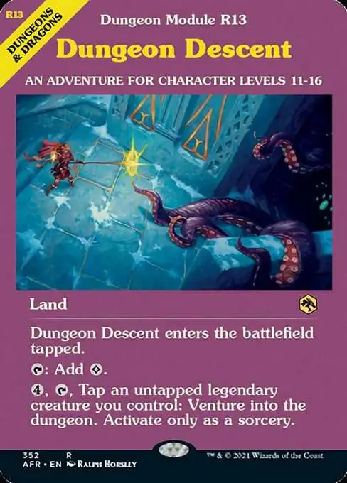 MtG Trading Card Game Adventures in the Forgotten Realms Rare Dungeon Descent #352 [Showcase FOIL]