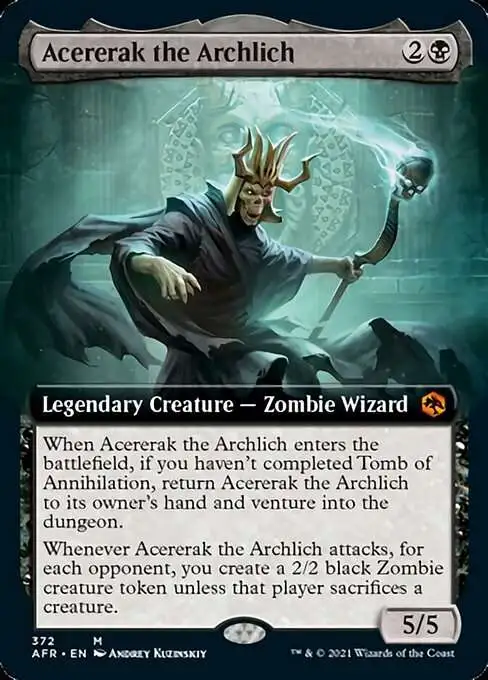 MtG Trading Card Game Adventures in the Forgotten Realms Mythic Rare Acererak the Archlich #372 [Extended Art FOIL]