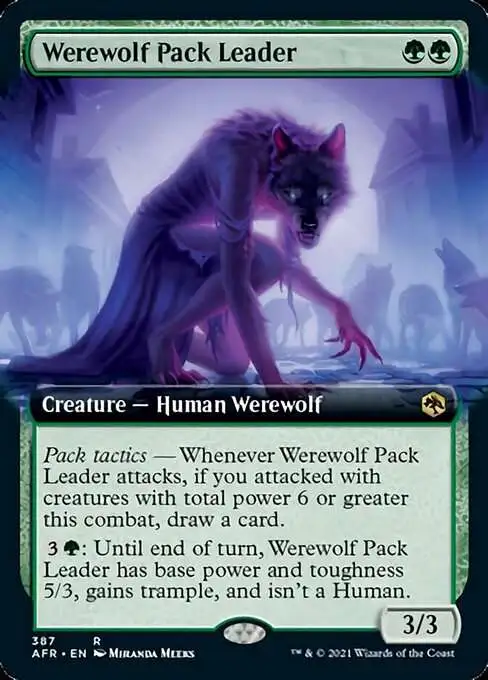 MtG Adventures in the Forgotten Realms Rare Werewolf Pack Leader #387 [Extended Art FOIL]