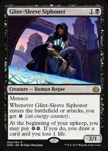MtG Trading Card Game Aether Revolt Rare Glint-Sleeve Siphoner #62