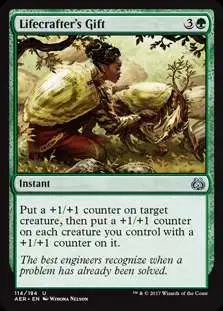 MtG Trading Card Game Aether Revolt Uncommon Foil Lifecrafter's Gift #114