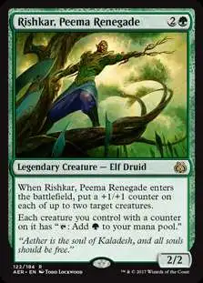 MtG Trading Card Game Aether Revolt Rare Foil Rishkar, Peema Renegade #122