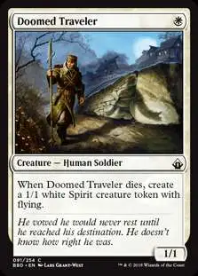 MtG Trading Card Game Battlebond Common Doomed Traveler #91