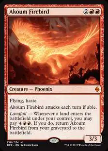 MtG Trading Card Game Battle for Zendikar Mythic Rare Foil Akoum Firebird #138