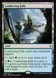 MtG Trading Card Game Battle for Zendikar Rare Lumbering Falls #239