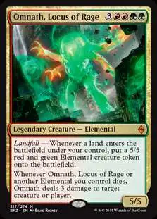 MtG Trading Card Game Battle for Zendikar Mythic Rare Foil Omnath, Locus of Rage #217