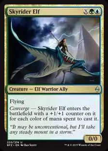 MtG Trading Card Game Battle for Zendikar Uncommon Foil Skyrider Elf #220