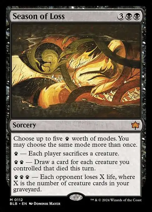 MtG Bloomburrow Mythic Rare Season of Loss #112 MtG Bloomburrow Mythic Rare Season of Loss #112