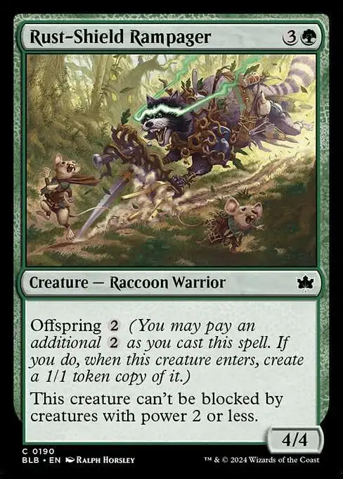 Magic The Gathering Bloomburrow Single Card Common Rust-Shield Rampager 190 - ToyWiz Magic The Gathering Bloomburrow Single Card Common Rust-Shield Rampager 190 - ToyWiz