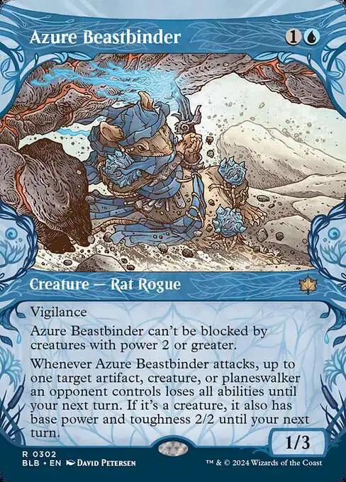 MtG Bloomburrow Rare Azure Beastbinder #302 [Showcase FOIL]