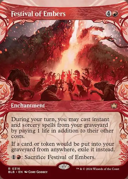 Magic The Gathering Bloomburrow Single Card Rare Festival of Embers 316 Showcase - ToyWiz Magic The Gathering Bloomburrow Single Card Rare Festival of Embers 316 Showcase - ToyWiz