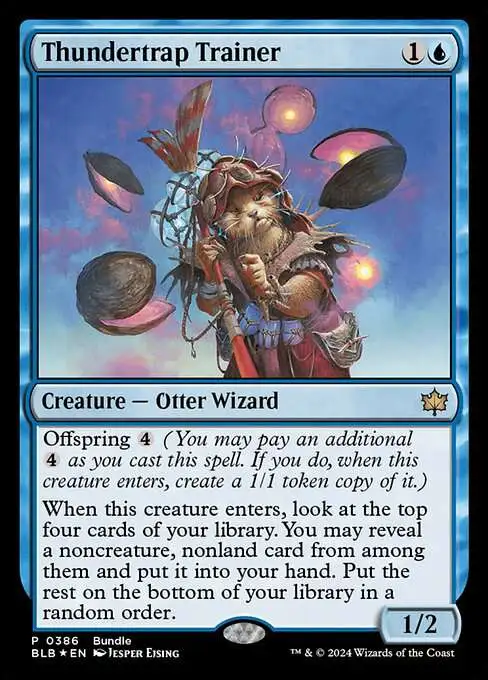 Magic The Gathering Bloomburrow Single Card Rare Thundertrap Trainer 386  Promo FOIL - ToyWiz