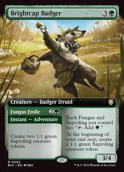 Magic The Gathering Bloomburrow Commander Single Card Rare Brightcap Badger Fungus Frolic 62 Extended Art - ToyWiz Magic The Gathering Bloomburrow Commander Single Card Rare Brightcap Badger Fungus Frolic 62 Extended Art - ToyWiz