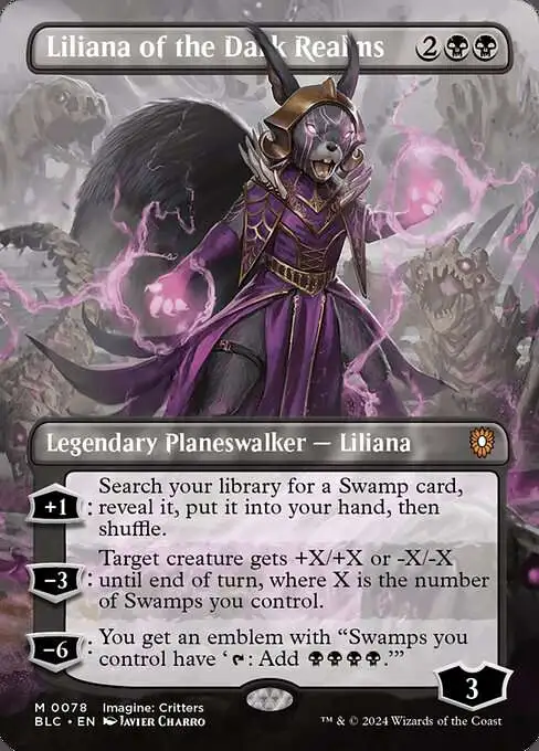 Magic The Gathering Bloomburrow Commander Single Card Mythic Rare Liliana of the Dark Realms 78 Borderless - ToyWiz Magic The Gathering Bloomburrow Commander Single Card Mythic Rare Liliana of the Dark Realms 78 Borderless - ToyWiz