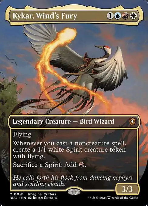 Magic The Gathering Bloomburrow Commander Single Card Mythic Rare Kykar, Winds Fury 91 Borderless - ToyWiz Magic The Gathering Bloomburrow Commander Single Card Mythic Rare Kykar, Winds Fury 91 Borderless - ToyWiz