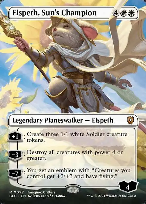 MtG Bloomburrow Commander Mythic Rare Elspeth, Sun's Champion #97 [Borderless]