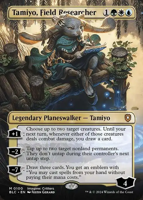 MtG Bloomburrow Commander Mythic Rare Tamiyo, Field Researcher #100 [Borderless]