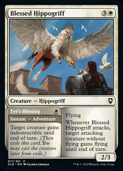 MtG Trading Card Game Commander Legends: Dungeons & Dragons Battle For Baldur's Gate Common Foil Blessed Hippogriff // Tyr's Blessing #11