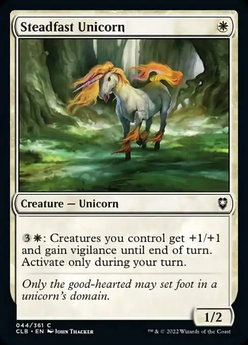 MtG Trading Card Game Commander Legends: Dungeons & Dragons Battle For Baldur's Gate Common Steadfast Unicorn #44