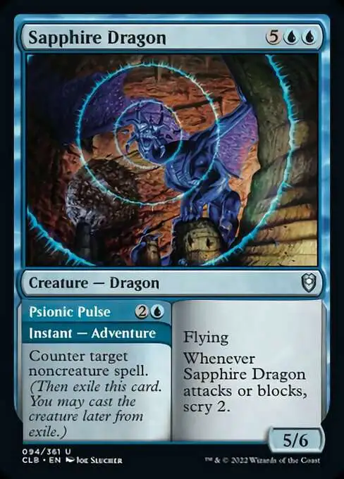 MtG Trading Card Game Commander Legends: Dungeons & Dragons Battle Uncommon Foil Sapphire Dragon // Psionic Pulse #94