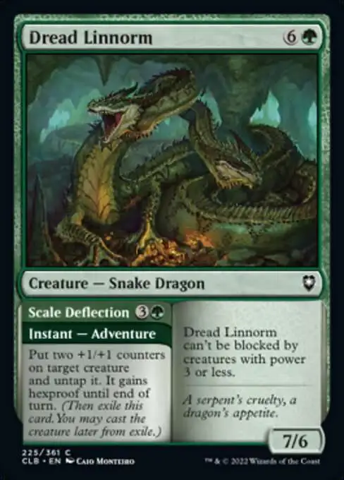 MtG Trading Card Game Commander Legends: Dungeons & Dragons Battle For Baldur's Gate Common Foil Dread Linnorm // Scale Deflection #225