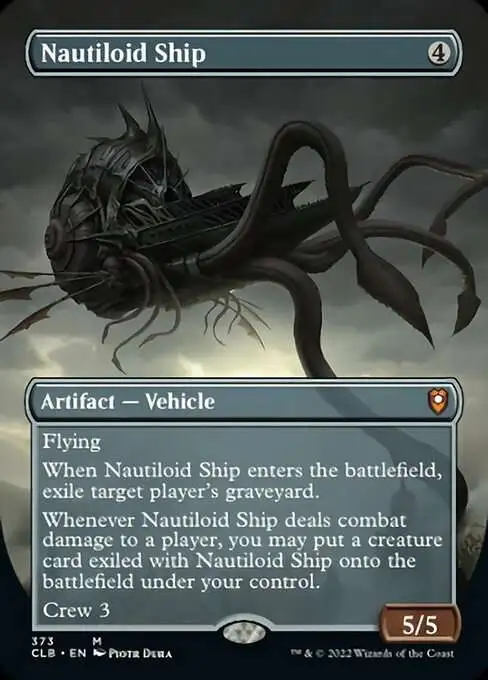 MtG Trading Card Game Commander Legends: Dungeons & Dragons Battle Mythic Rare Nautiloid Ship #373 [Alternate Art Borderless FOIL]