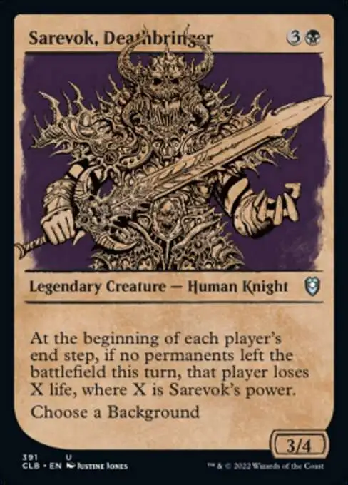 MtG Trading Card Game Commander Legends: Dungeons & Dragons Battle Uncommon Sarevok, Deathbringer #391 [Showcase FOIL]