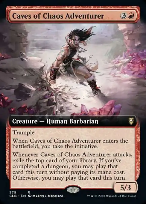 MtG Trading Card Game Commander Legends: Dungeons & Dragons Battle For Baldur's Gate Rare Caves of Chaos Adventurer #579 [Extended Art FOIL]