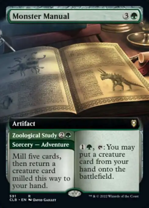 MtG Trading Card Game Commander Legends: Dungeons & Dragons Battle For Baldur's Gate Rare Monster Manual // Zoological Study #591 [Extended Art FOIL]
