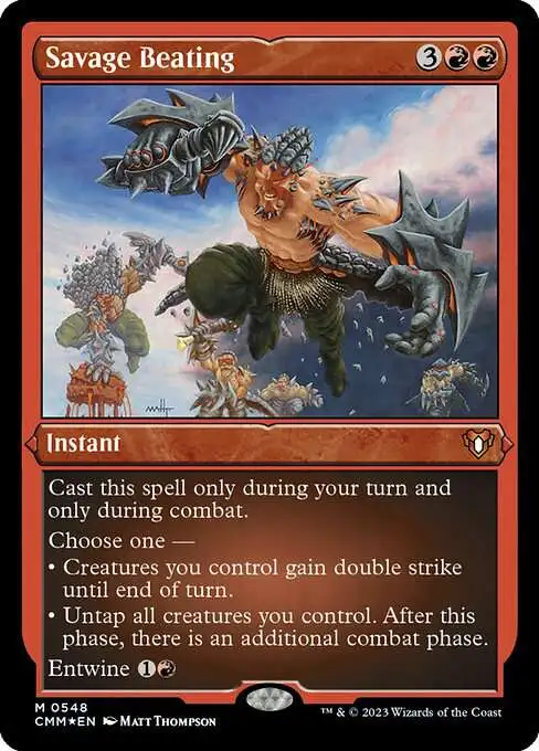 MtG Commander Masters Mythic Rare Savage Beating #548 [Etched FOIL]