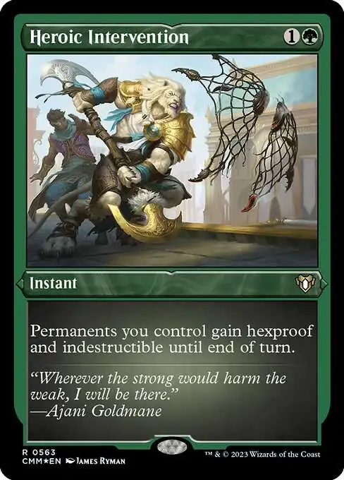 mtg heroic cards Magic The Gathering Commander Masters Single Card Rare Heroic Intervention  563 Etched FOIL