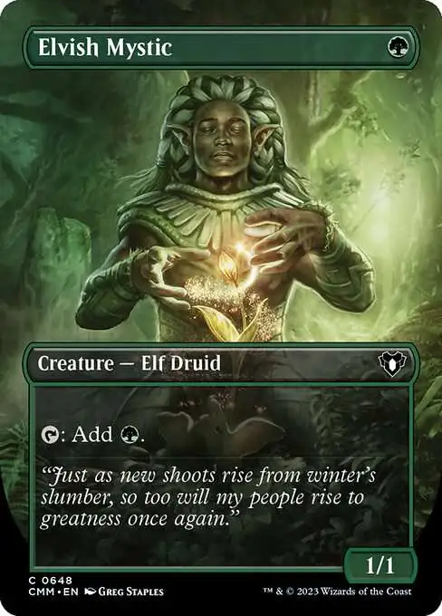 MtG Commander Masters Common Elvish Mystic #648 [Borderless]