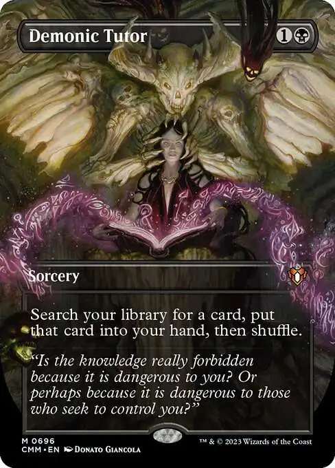 Magic The Gathering Commander Masters Single Card Mythic Rare Demonic Tutor  696 Borderless - ToyWiz