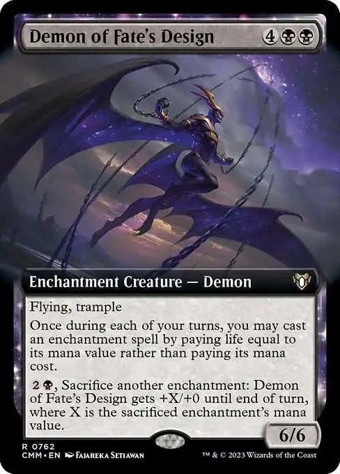 art cards mtg value Magic The Gathering Commander Masters Single Card Rare Demon of Fates  Design 762 Extended Art FOIL