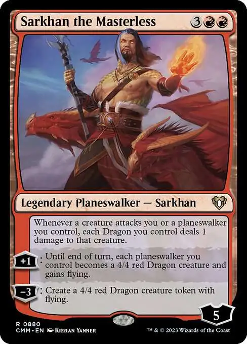 MtG Commander Masters Rare FOIL Sarkhan the Masterless #880