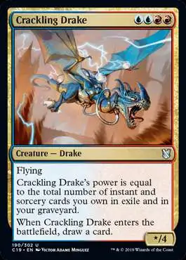 MtG Commander 2019 Uncommon Crackling Drake #190