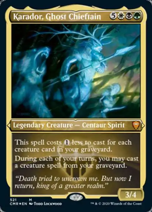 MtG Trading Card Game Commander Legends Mythic Rare Karador, Ghost Chieftain #521 [Etched Foil]
