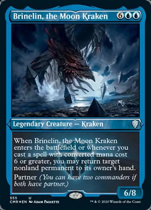 MtG Trading Card Game Commander Legends Uncommon Brinelin, the Moon Kraken #555 [Etched Foil]