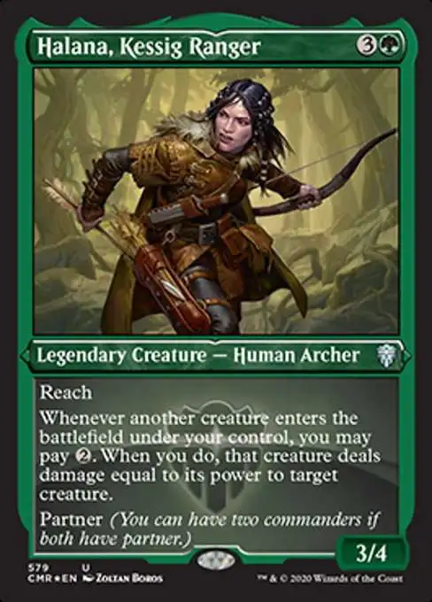 MtG Trading Card Game Commander Legends Uncommon Halana, Kessig Ranger #579 [Etched Foil]