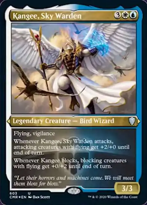 MtG Trading Card Game Commander Legends Uncommon Kangee, Sky Warden #603 [Etched Foil]
