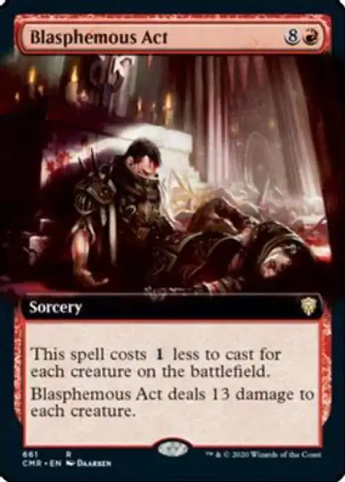 MtG Trading Card Game Commander Legends Rare Blasphemous Act #661 [Extended Art, Foil]