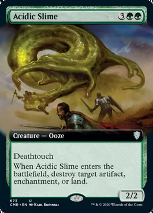 MtG Trading Card Game Commander Legends Uncommon Acidic Slime #673 [Extended Art, Foil]