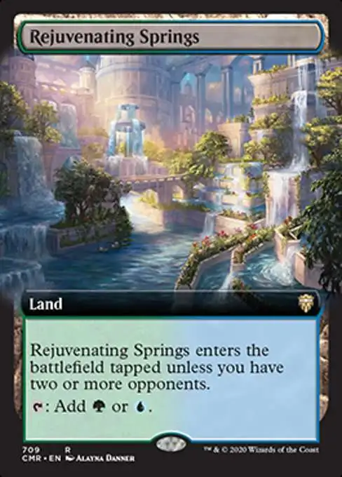 MtG Trading Card Game Commander Legends Rare Rejuvenating Springs #709 [Extended Art, Foil]