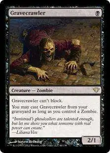 MtG Trading Card Game Dark Ascension Rare Gravecrawler #64